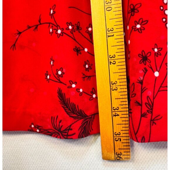Madewell Womens Short Wrap Dress Size 6 Red Floral Sheer Sleeves - Picture 7 of 10